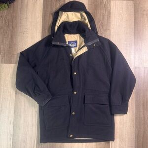 Vintage 1960s WOOLRICH Navy Wool Blend Hooded Parka